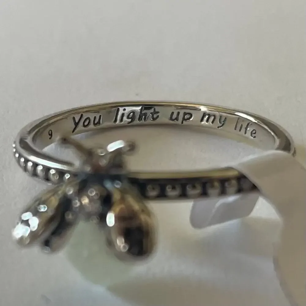 Glow In The Dark You Light Up My Life Stainless Steel Firefly Ring ~ Size 9